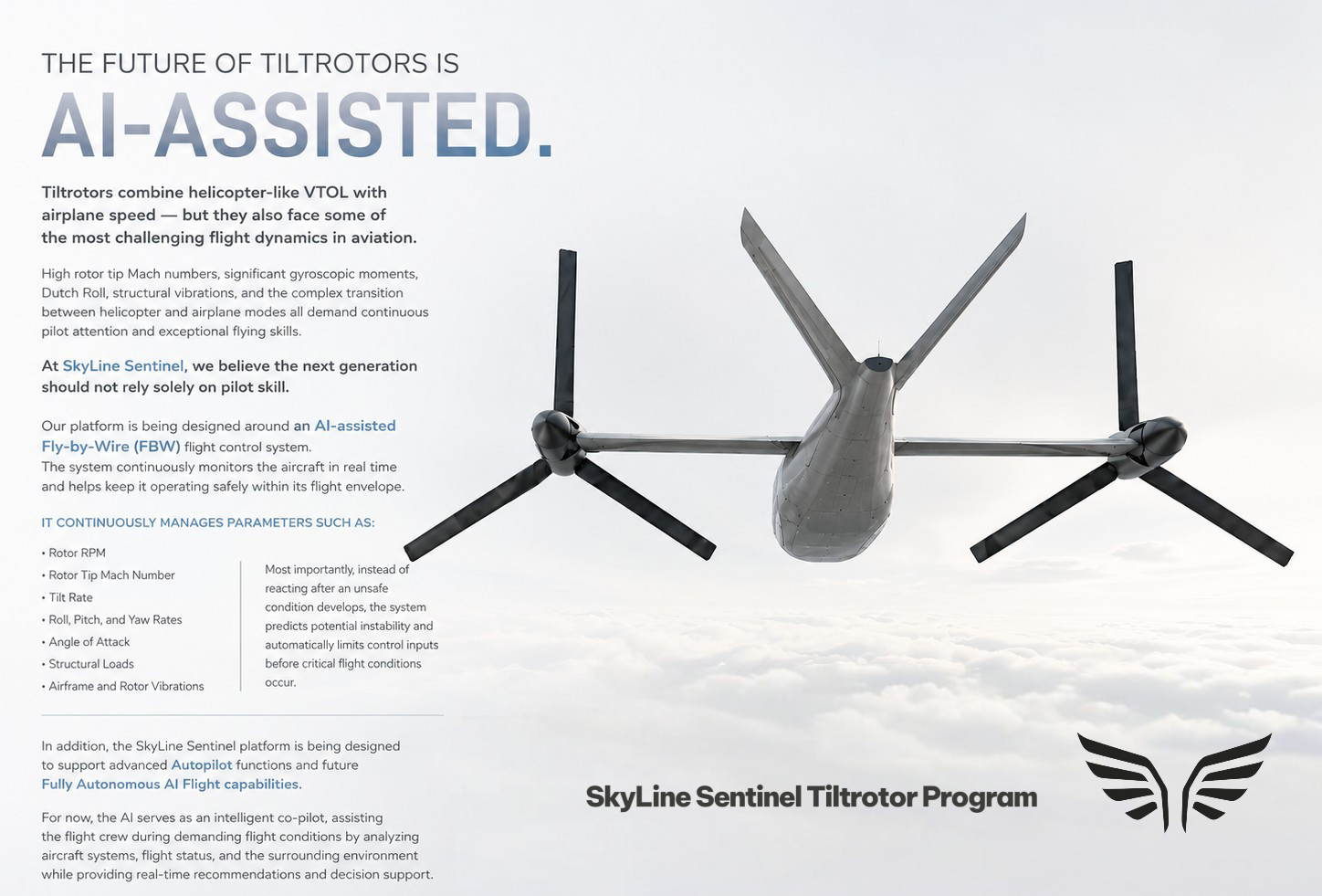 AI-assisted Tiltrotors for Safer Fligh